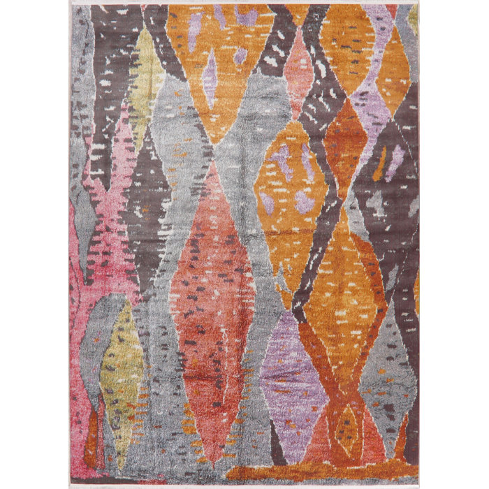 World Menagerie Sidd Abstract Orange Area Rug Wayfair
